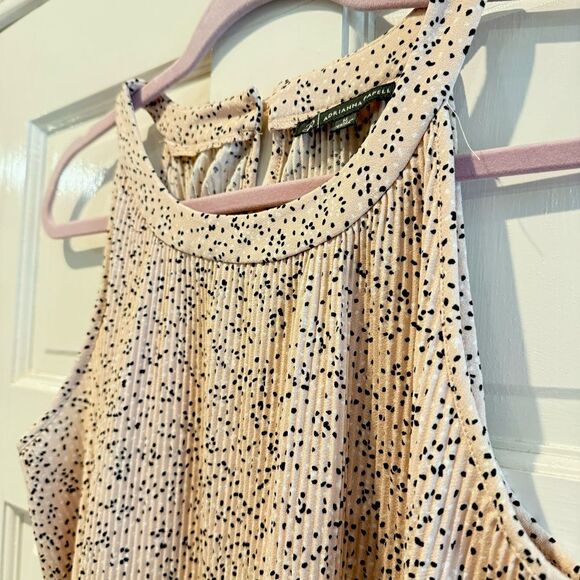 Adrianna Papell Sleeveless Printed Pleated Halter Top Pink Black Size Medium - Picture 3 of 8